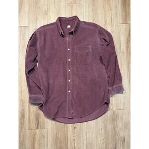 Mens Vintage Size Large 90s Burgundy Corduroy SedgeField Button Down Shirt